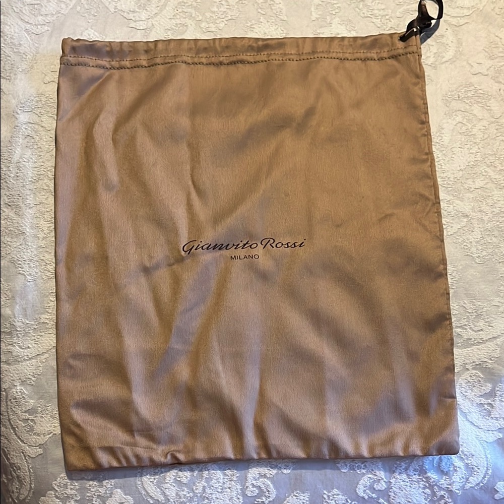 Gianvito Rossi Authentic Tan Shoe Dust Bag Drawstring Designer Storage